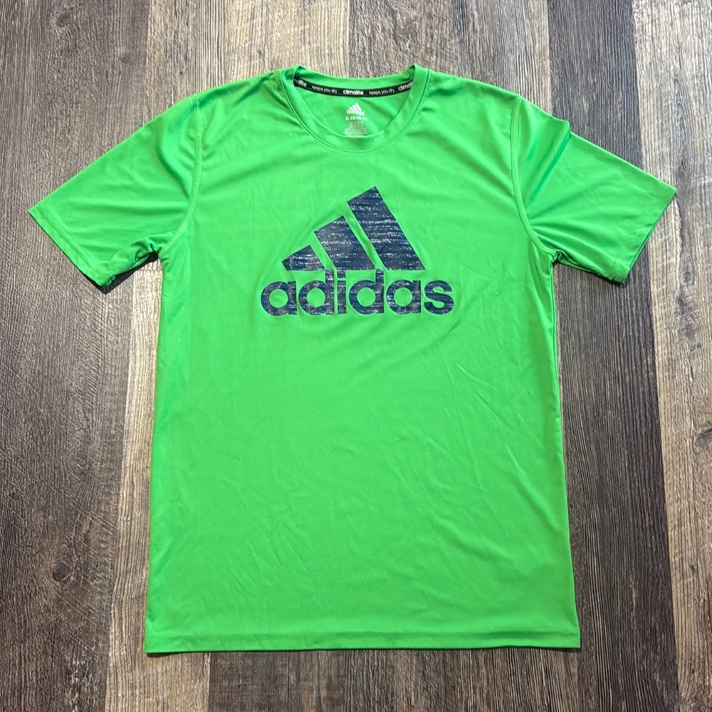 ADIDAS Climalite Youth XL Neon Green Boys Shirt Performance Quick Dry Athletic - Picture 1 of 9